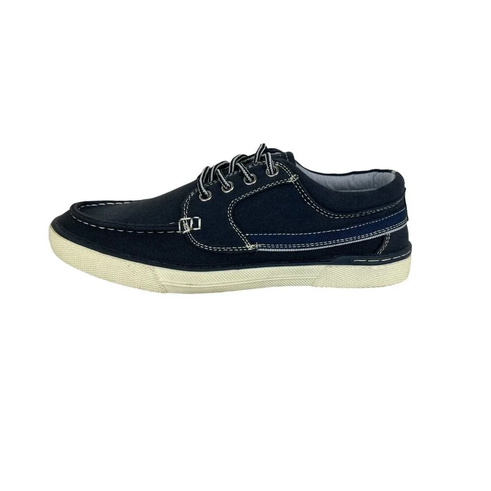 Antonio Zengara Boat Shoes Men's Size 7.5 Moc Toe Slip-ons Oceana Navy Canvas